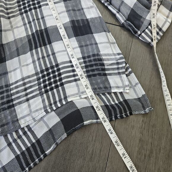 Joie Black Sheer Silk Puff Sleeve Blouse Top Career V Neck Plaid Peasant Med - Picture 5 of 8